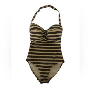 Figleaves Striped Halter Women Swim One Piece 32DD GUC